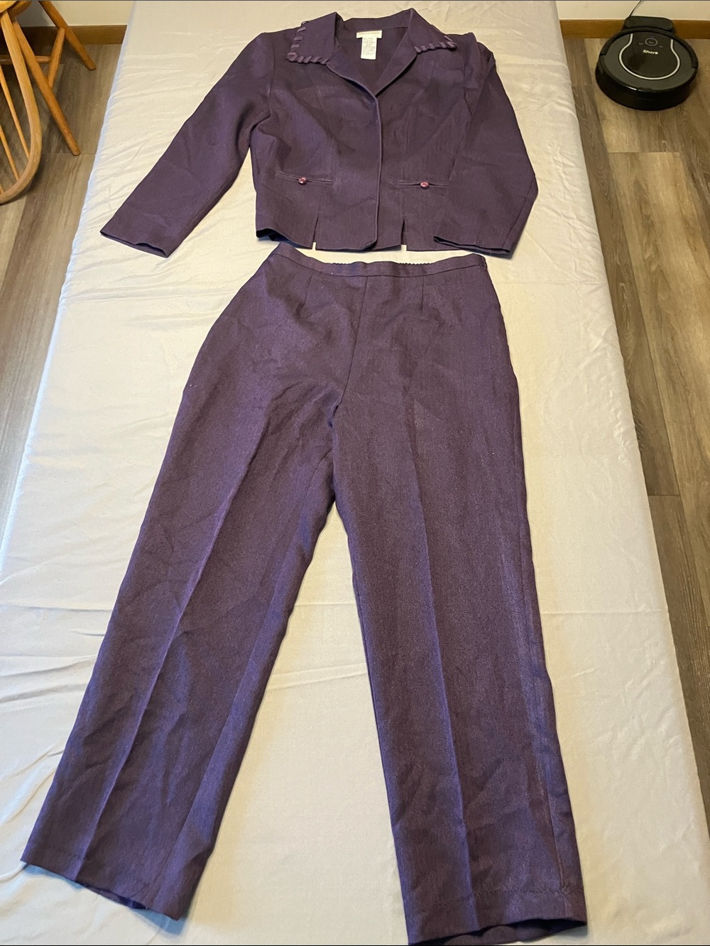 Women's Purple Two-Piece Pant Suit - Tailored Jacket & Straight Leg Pants 10P